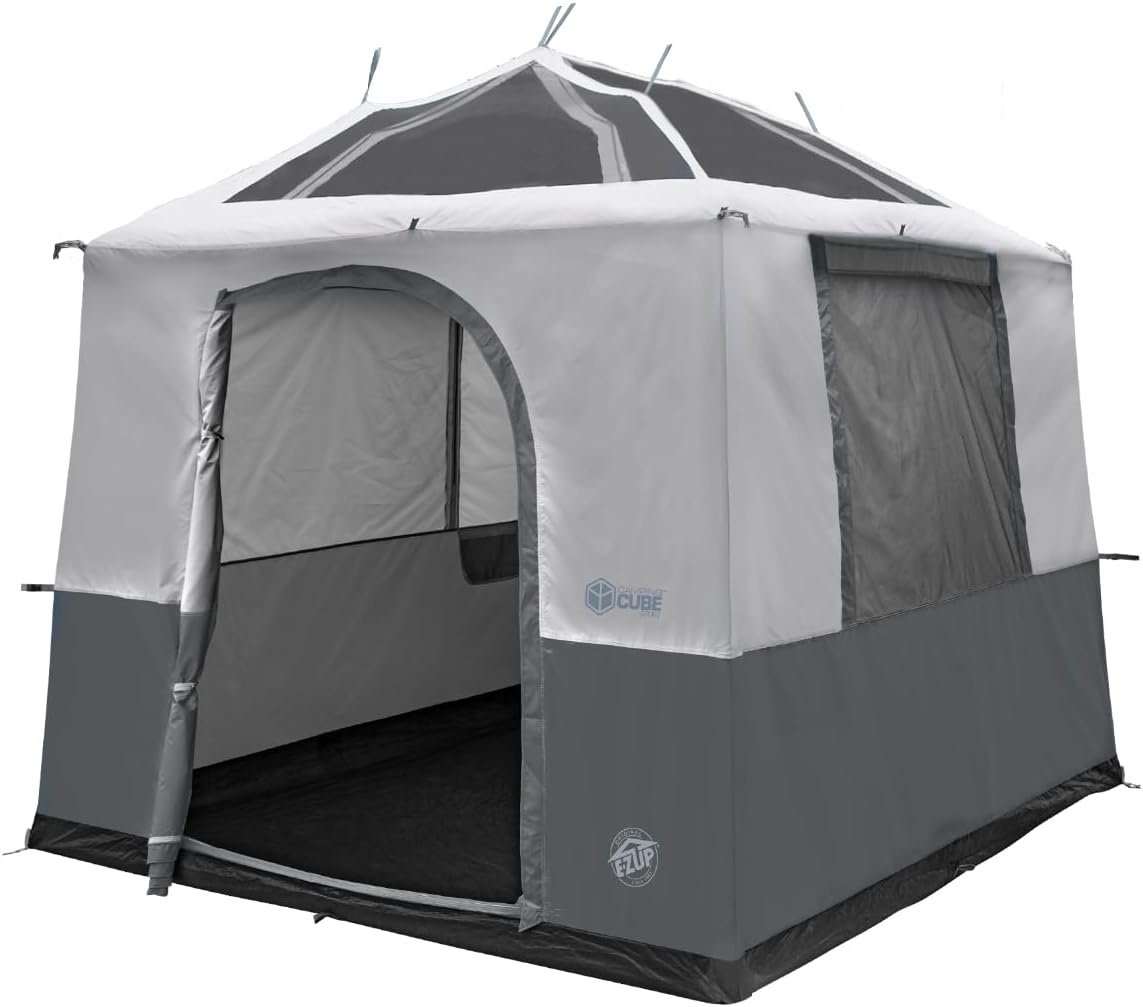 Gray and White 5-Person Pop Up Camping Tent with Aluminum Poles