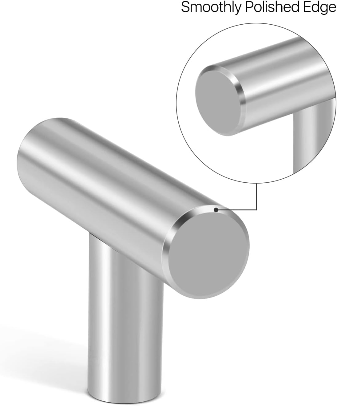 Flexzion 1 Pack Kitchen Cabinet Knobs T Bar Handles Drawer Pulls 2 inch Single Hole, Stainless Steel with Satin Brushed Nickel, Hardware for Kitchen Cupboard Door Bathroom Furniture