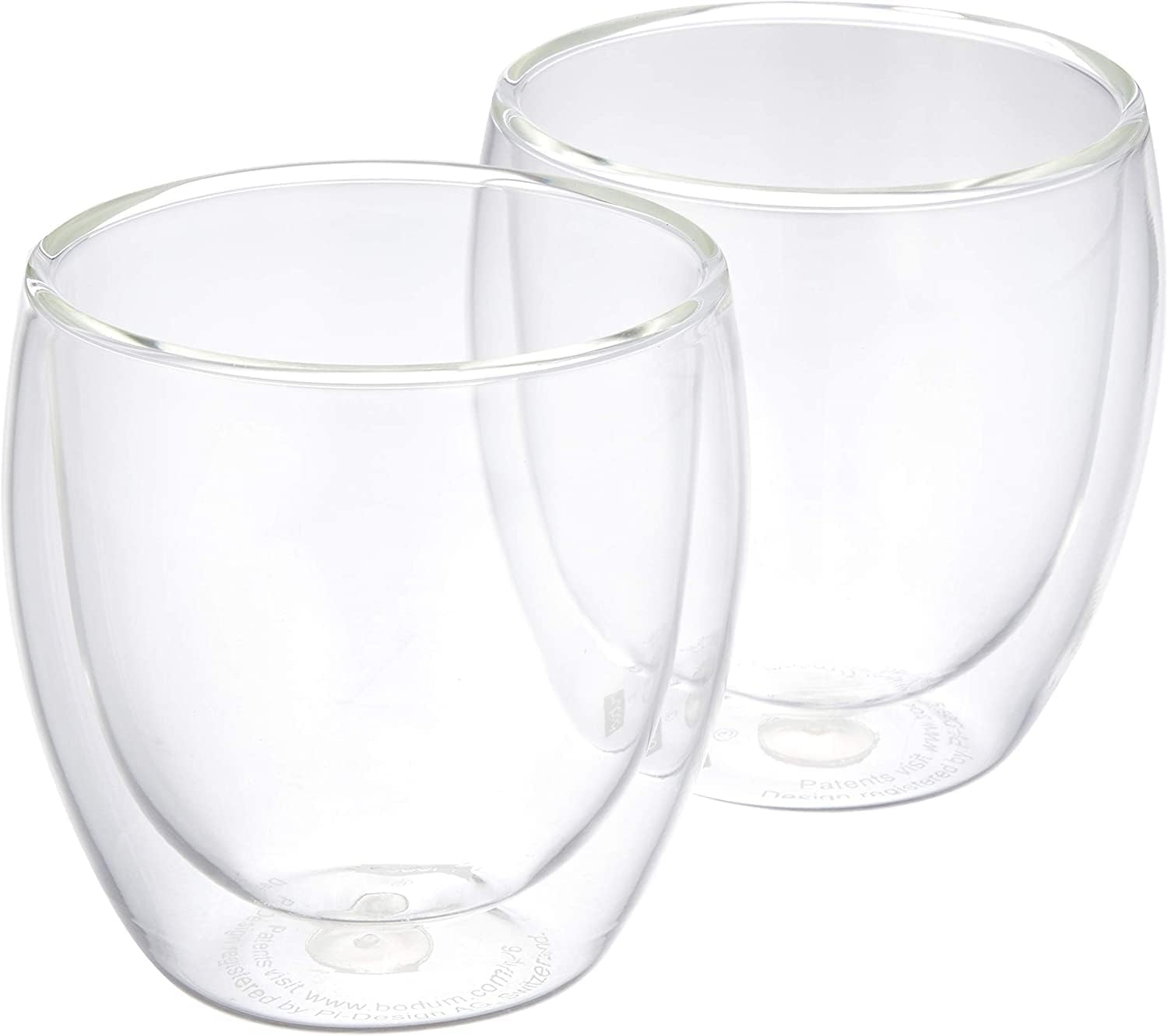 Clear Borosilicate Glass Double Wall Insulated 250 ml Cups - Set of 2