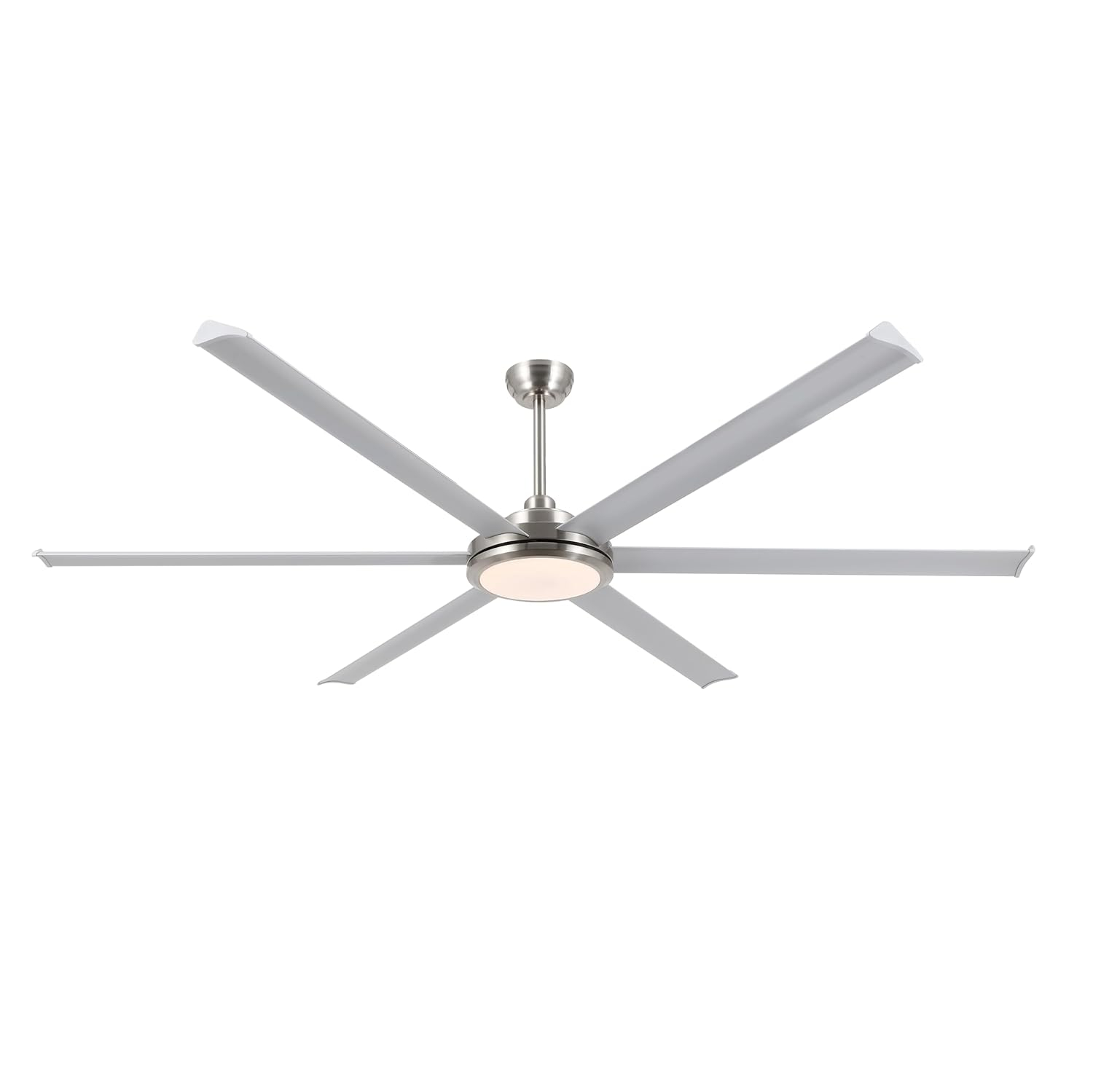 96" Industrial Ceiling Fan with Light and Remote Control, 6-Speed Noiseless Reversible DC Motor, 6 Durable Aluminum Double-Layer Blades Large Ceiling Fan for Home or Commercial Silver
