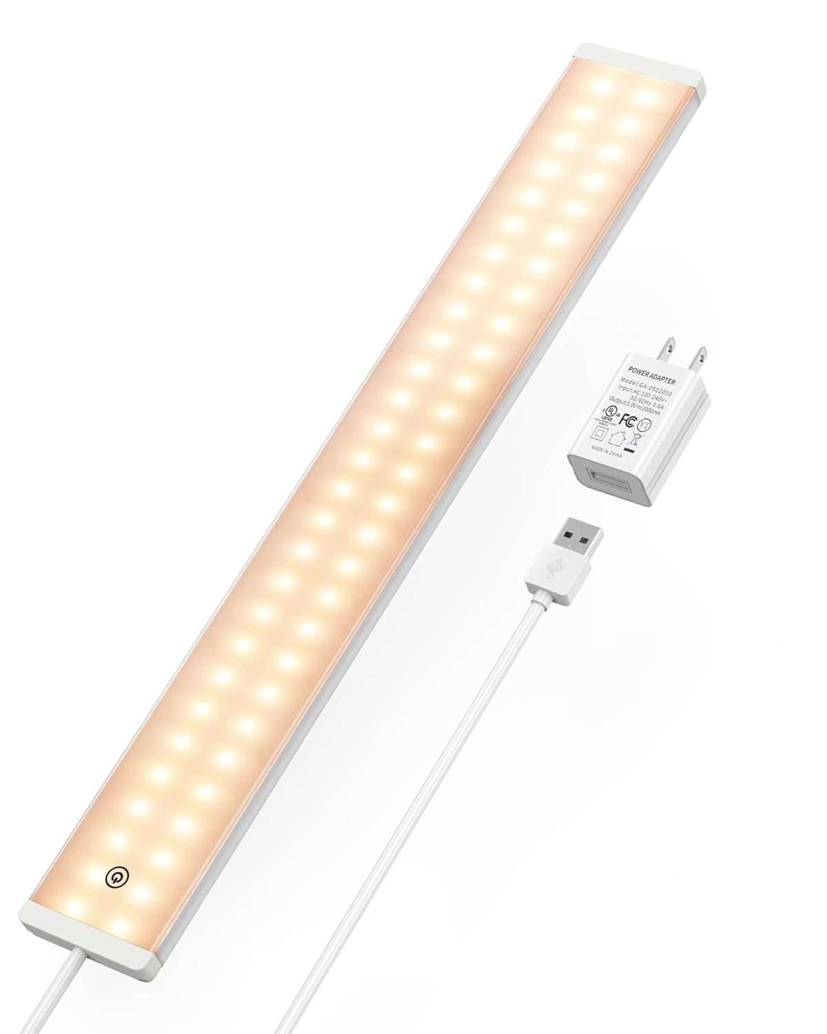 ASOKO Dimmable LED Cabinet Lighting with Touch Activated, LED Closet Light Bar for Kitchen, Shelf and Showcase Lighting, DC5V UL Listed Plug, USB Powered (Cold White 6000K, 12 INCH)