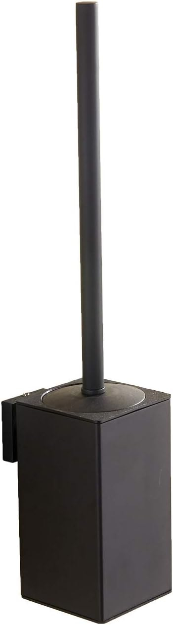 Stainless Steel Toilet Brush & Holder,Wall-Mounted, long handle,Square Toilet Brush Set,Heavy Duty Cleaner for Bathroom, with Removable Plastic Brush (Black)