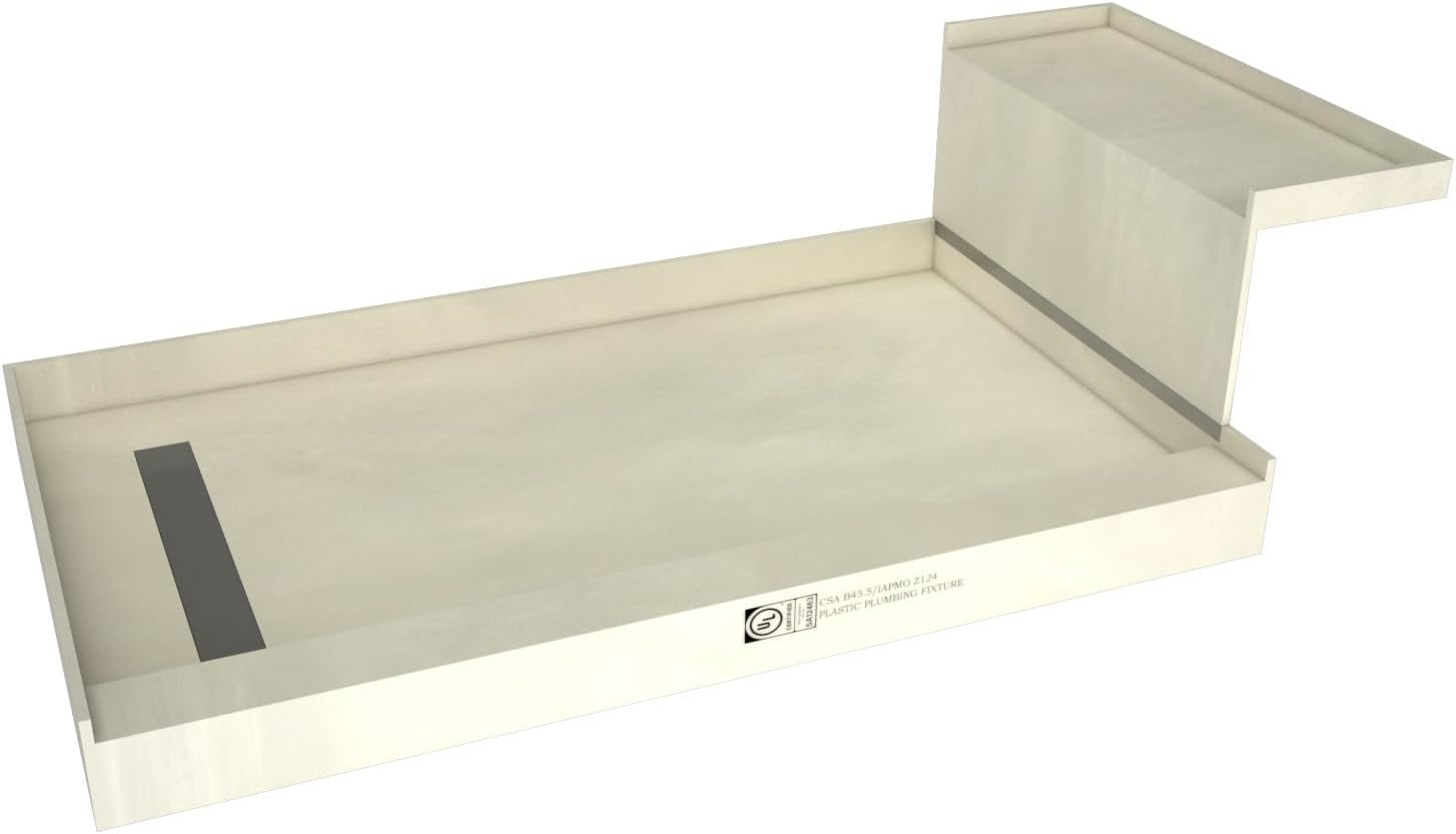 Tile Redi Rt4860l-Rb48-Kit Base'n Bench 72" X 48" Rectangular Shower Base - Tileable