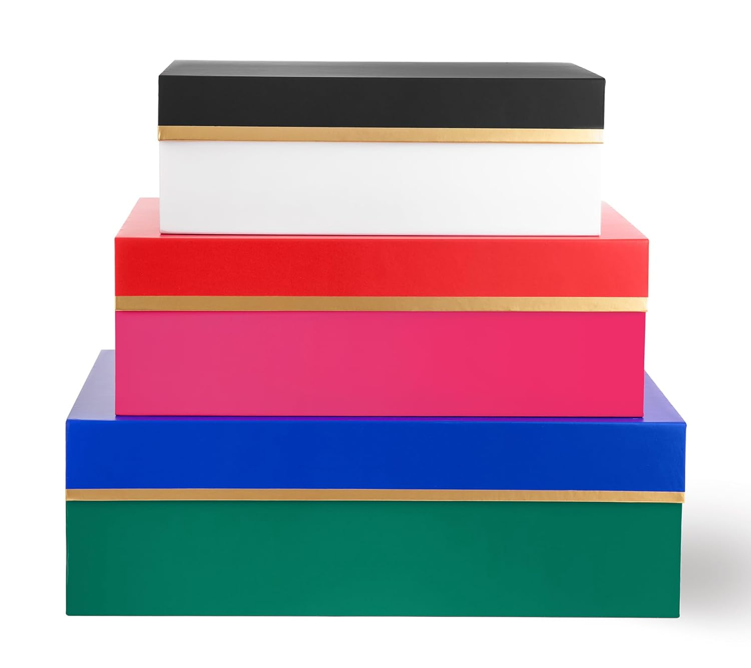 Kate Spade New York Decorative Storage Boxes with Lids, 3 Pack Sturdy Organizer Storage Bins, Includes Small Medium Large Pink Nesting Boxes with Magnetic Closure, Dots and Stripes