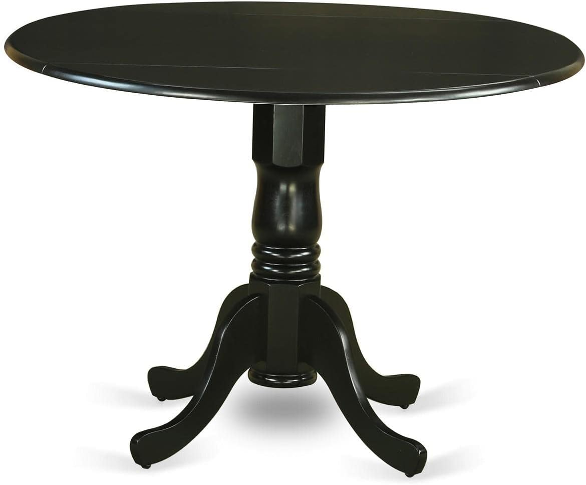 East West Furniture Dublin 5-piece Wood Dining Set with Leather Seat in Black