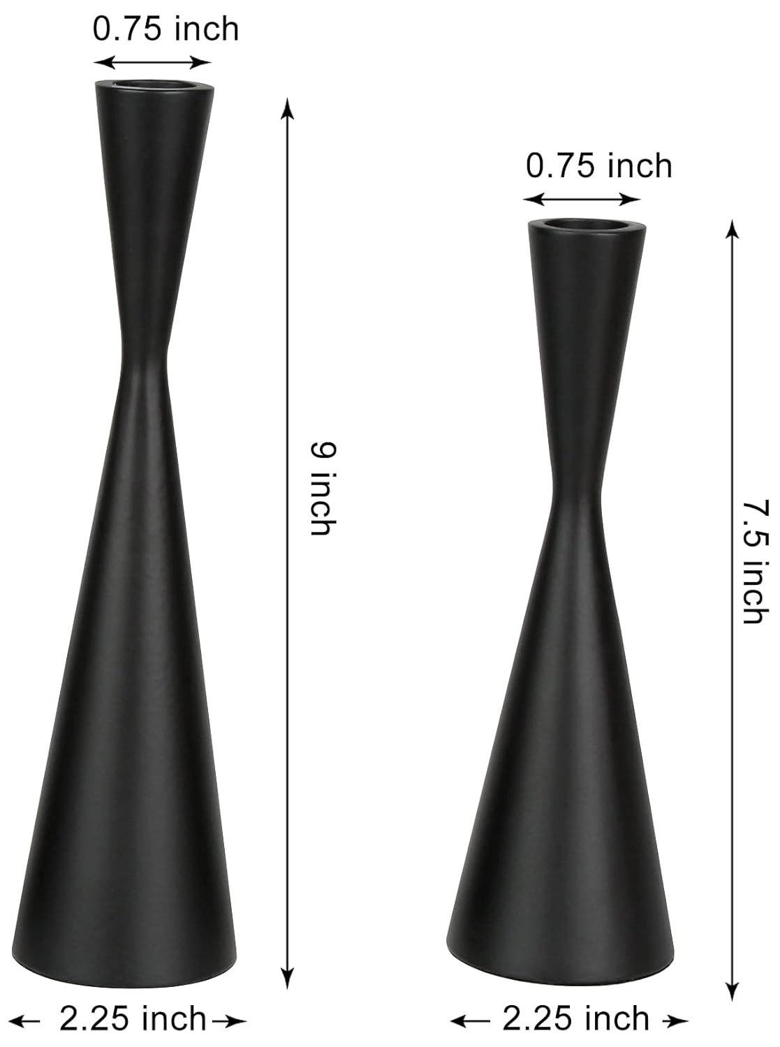 Vixdonos Metal Candle Holders Taper Candlestick Holders Set of 2 Table Decorative Candle Stand for Wedding, Dinning, Party,Home Decor (Matte Black)