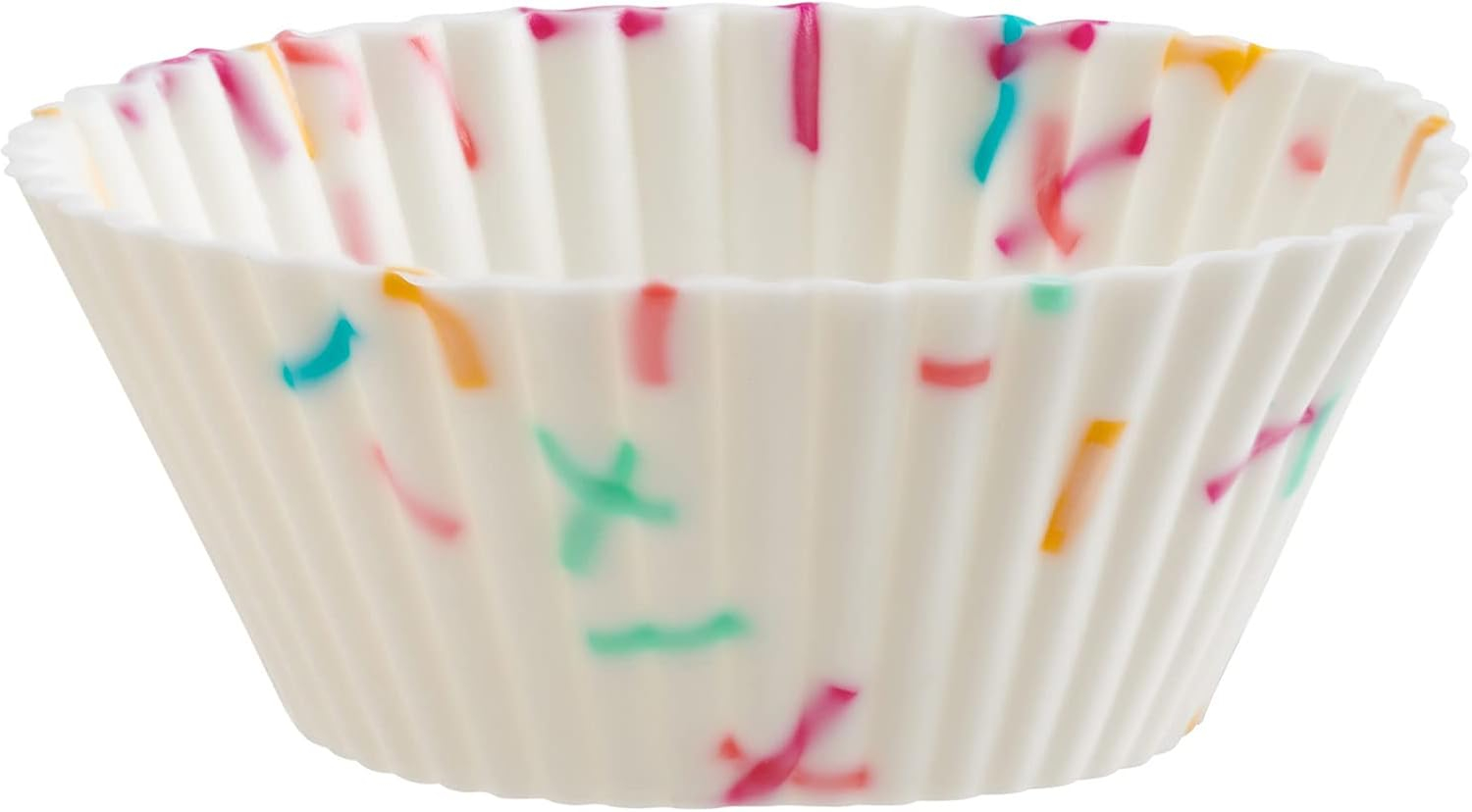 Trudeau Structure White Confetti Silicone Mini Muffin Baking Cups, Set of 24