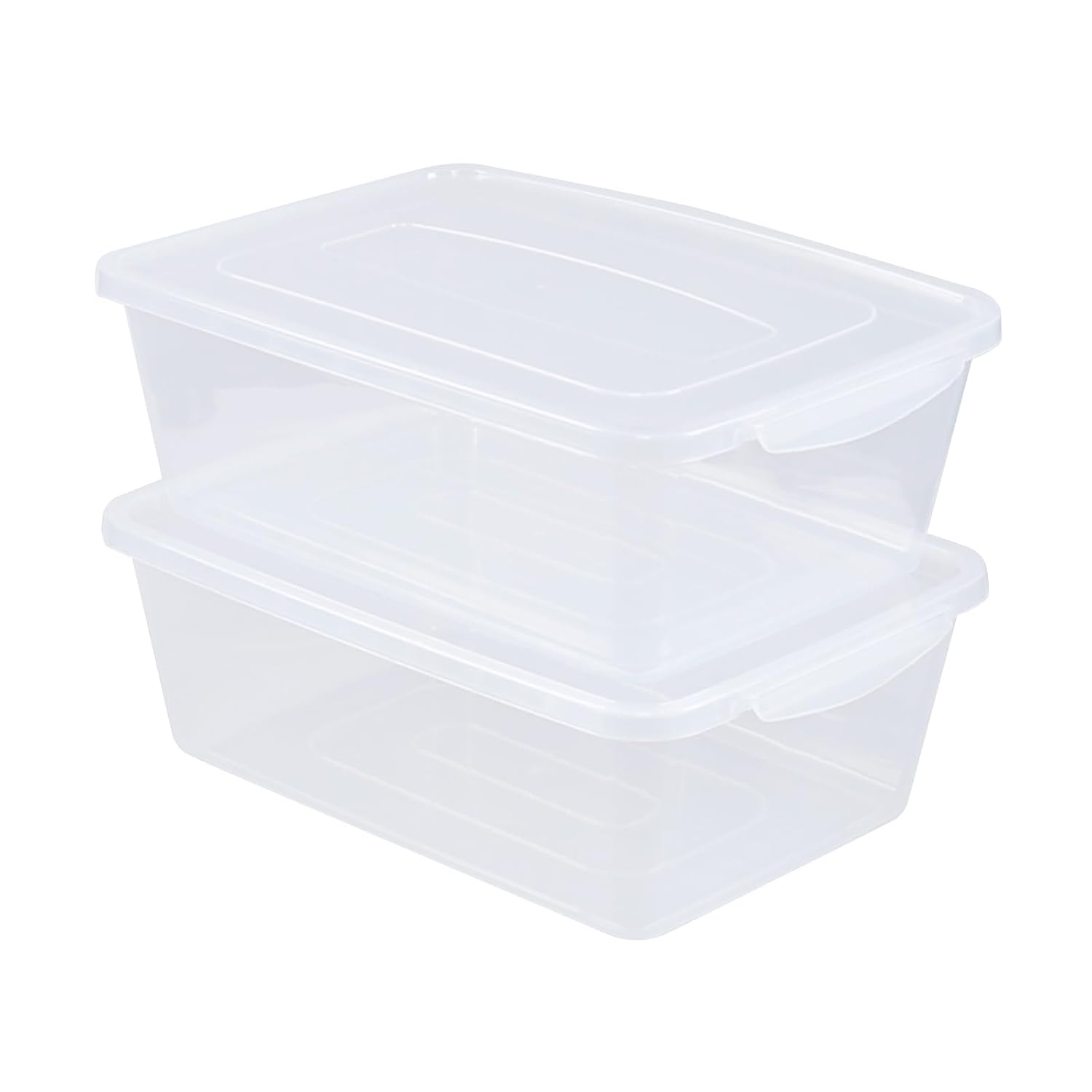 Zopnny 2-Pack Plastic Containers Box with Latching Lid, Stackable Nestable Storage Bins, Clear Pizza Dough Proofing Box, 16 Quart