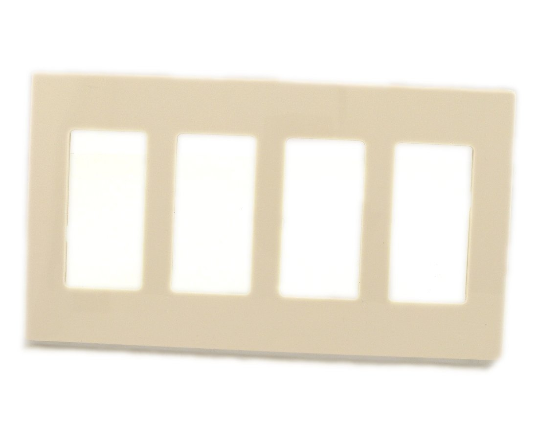 Leviton 4-Gang Decora Plus Wallplate Screwless Snap-On Mount, 80312-ST, Light Almond