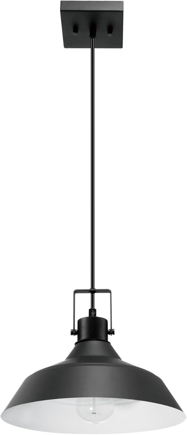1-Light Matte Black Outdoor Indoor Pendant Lighting with Textured Socket
