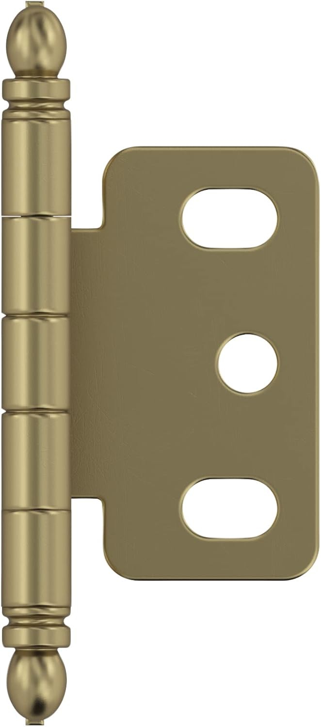 Golden Champagne 3/4 in. (19 mm) Door Thickness Full Inset, Partial Wrap Ball Tip Cabinet Hinge - Single Hinge