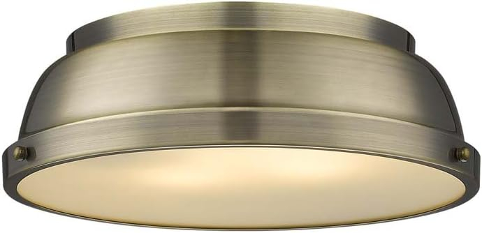 Golden Lighting Duncan 2-Light Flush Mount in Aged Brass with Aged Brass