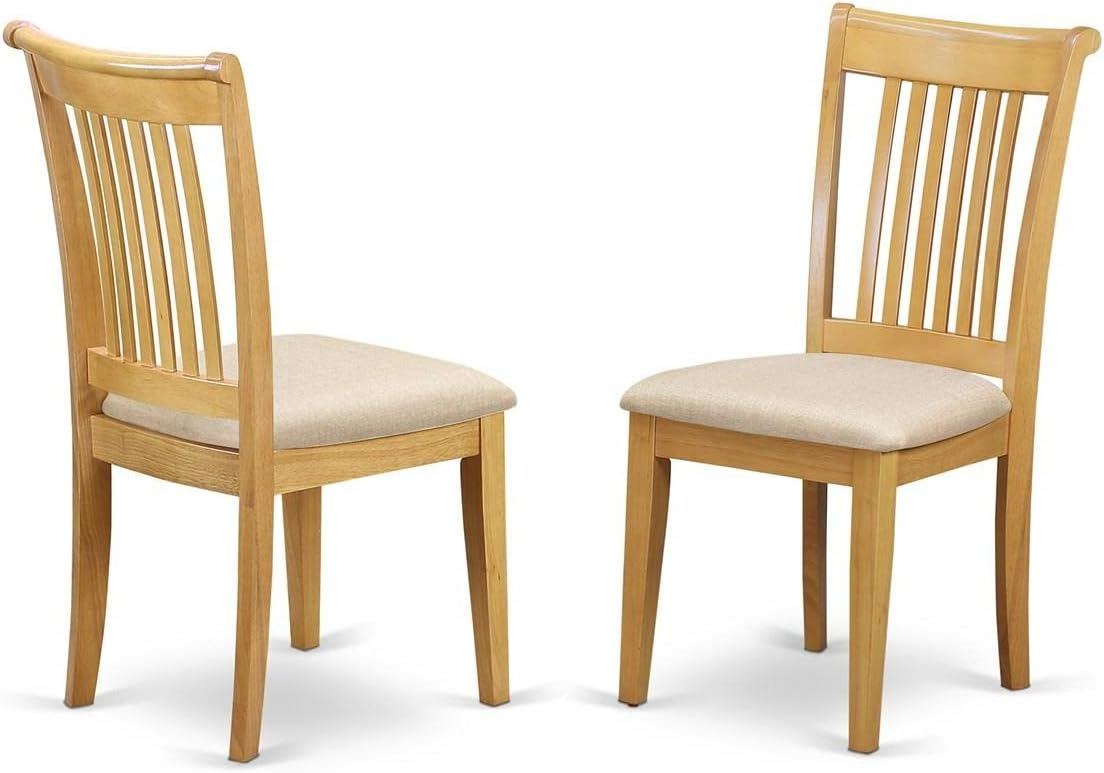 East West Furniture Portland 39" Fabric Dining Chairs in Oak (Set of 2)