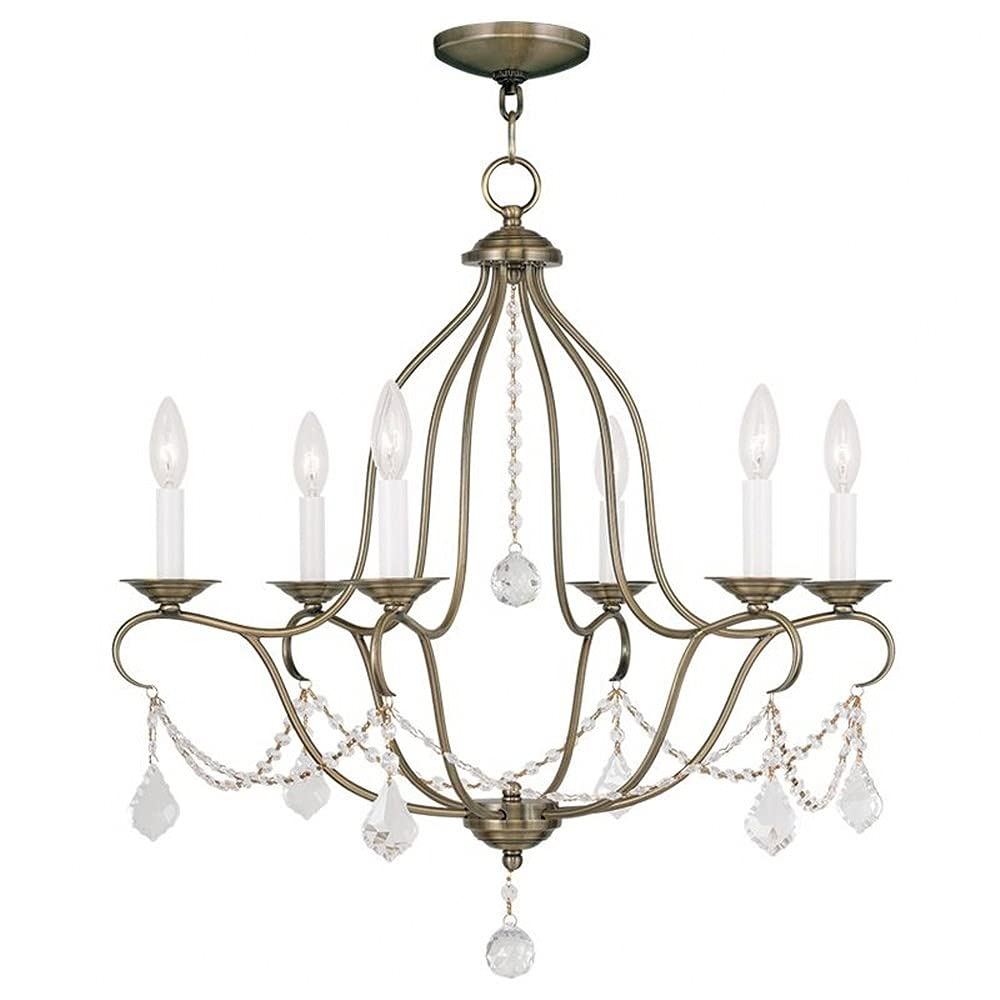 Livex Lighting 6426-01 Chesterfield 6 Light Chandelier, Antique Brass