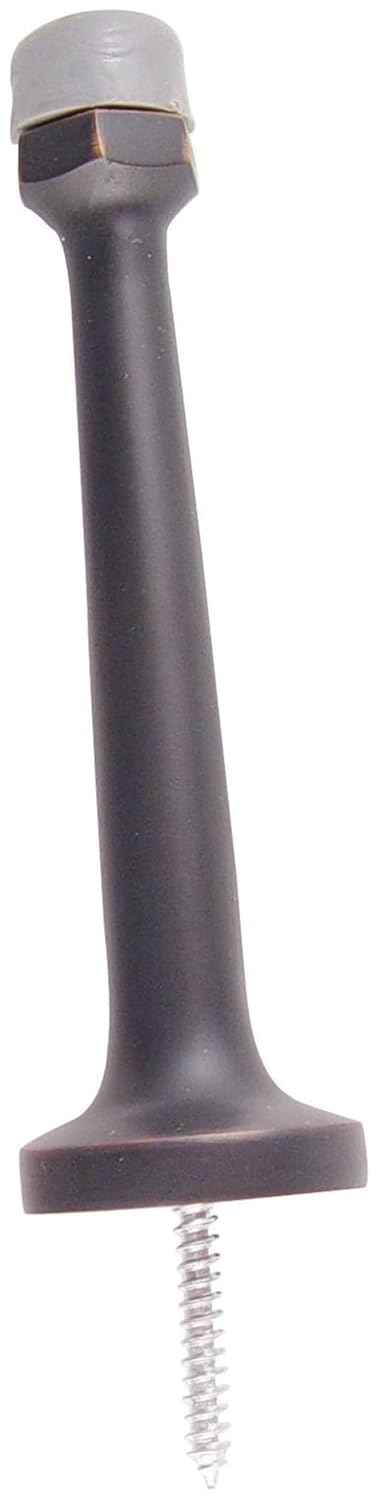 4" Oil Rubbed Bronze Brass Baseboard Door Stop