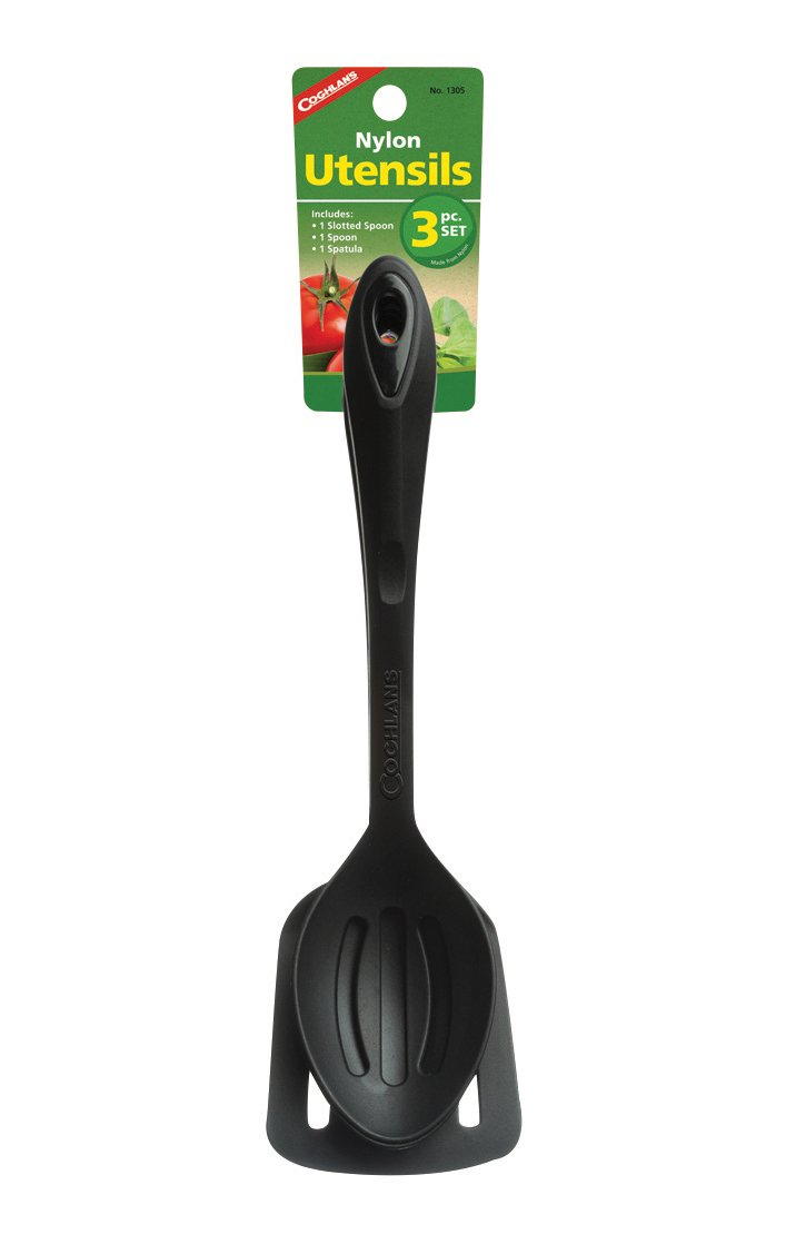 Coghlan's Nylon Utensil Set, 3-Piece Kitchen Set Includes Slotted Spoon, Spatula, and Serving Spoon, Dishwasher Safe