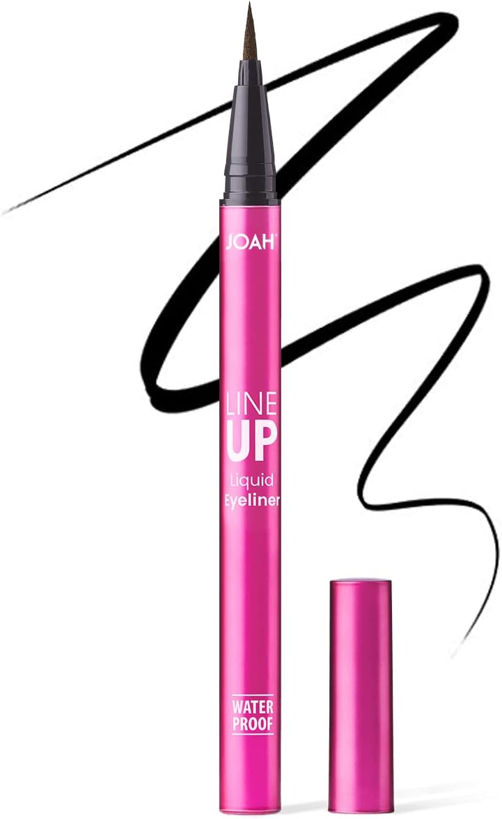 JOAH Line Up Liquid Eyeliner with Precision Felt Tip, Waterproof, Long Lasting, Smudge Proof Eye Liner, Black