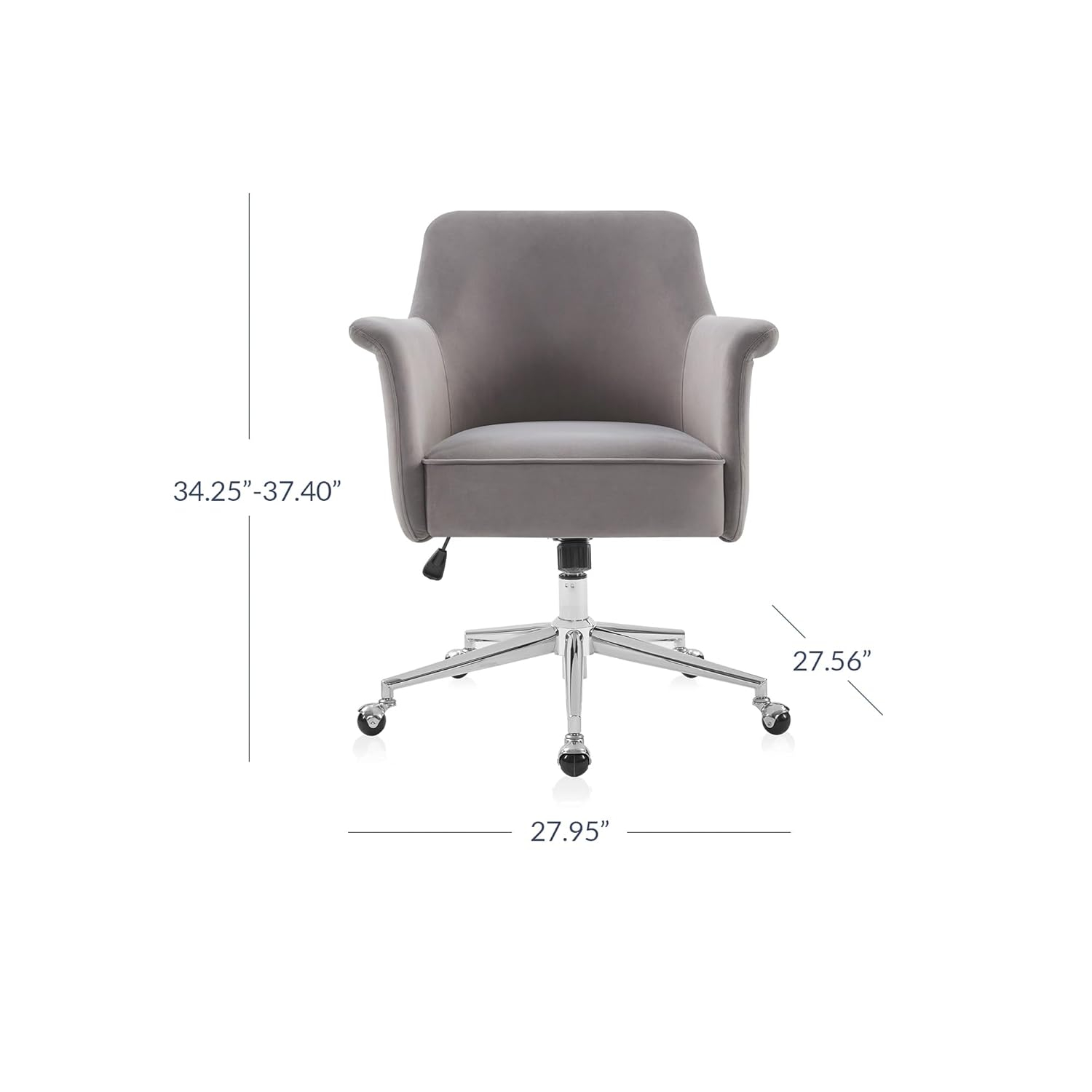 BELLEZE Modern Upholstered Velvet Desk Chair, Rolling Swivel Office Or Vanity Seating, Stylish Comfy Armchair With Easily Adjustable Height - Peyton (Blue)