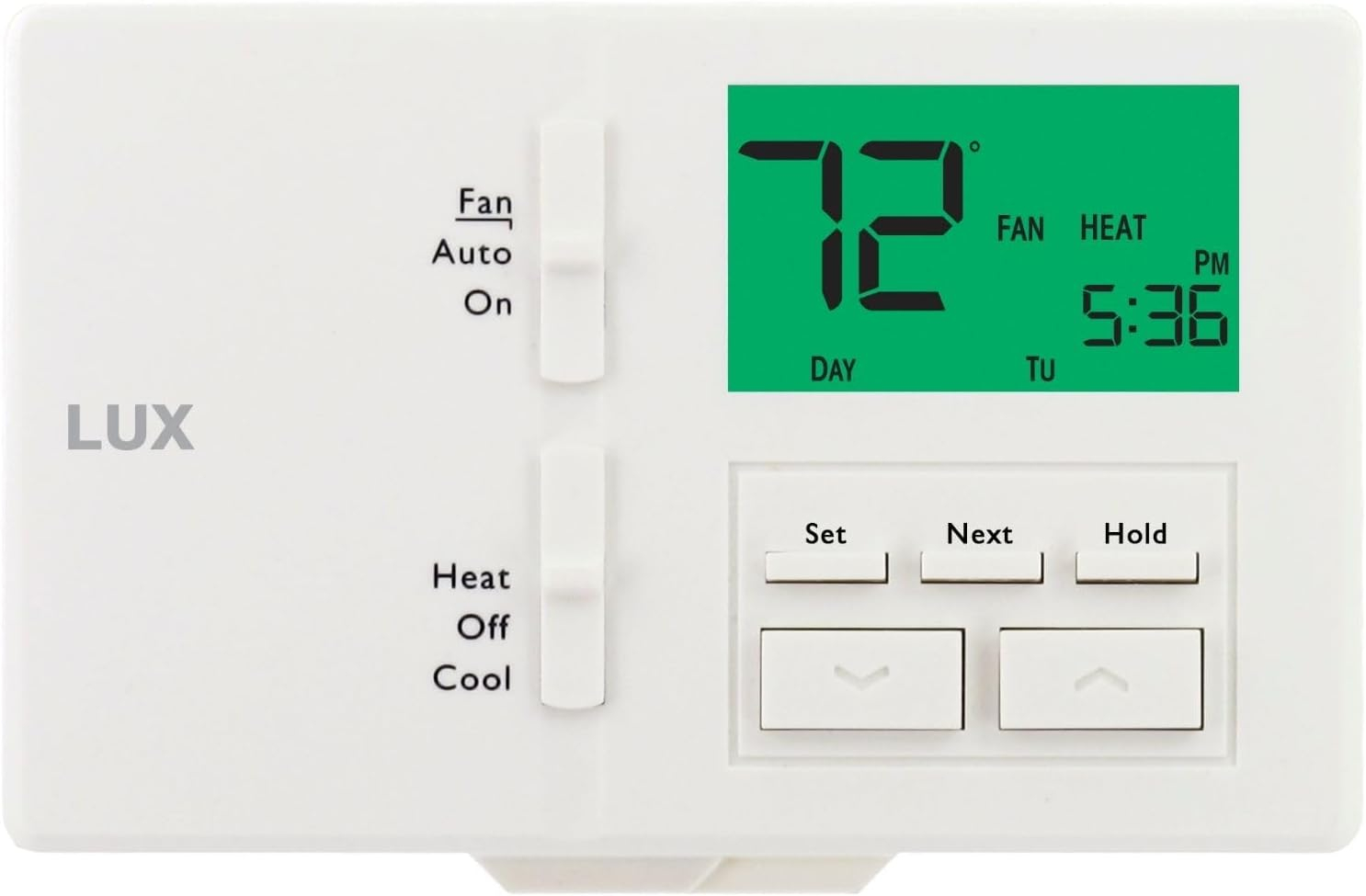 Lux LTX100E Programmable 7 Day Thermostat; 1 Heat, 1 Cool