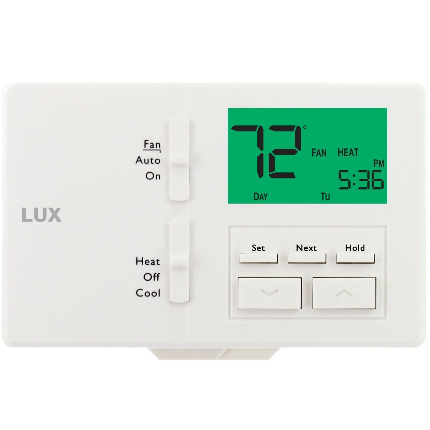 Lux LTX100E Programmable 7 Day Thermostat; 1 Heat, 1 Cool