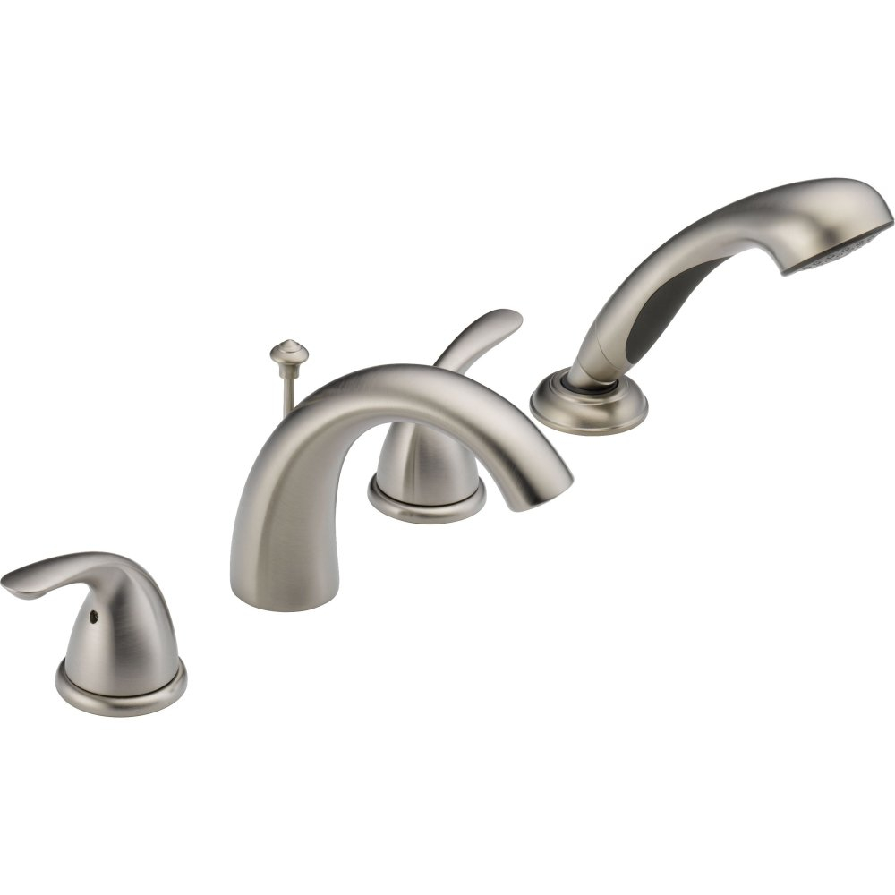 Classic Double Handle Deck Mounted Roman Tub Faucet Trim with Handshower