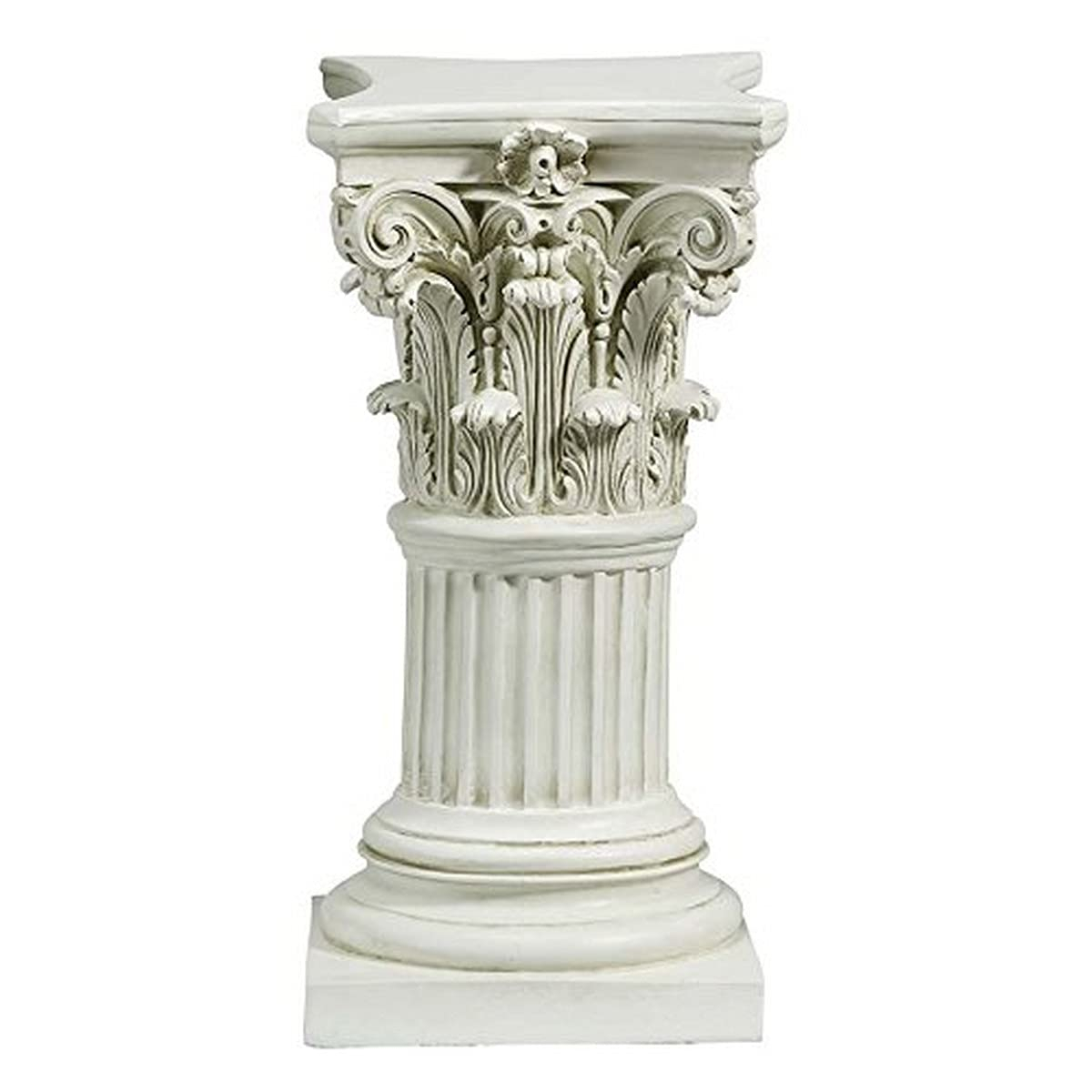 Design Toscano Corinthian Pedestal Column Plant Stand, Medium 29 Inch Tall, Cast Stone Resin, Antique Stone Finish