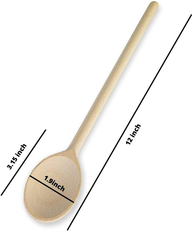 Mr.Woodware 12 Inch Wooden Spoons for Cooking - Set of 12 Long Handle Oval Wooden Spoon for Mixing, Stirring, Tasting - Kitchen Wooden Utensils For Cooking and Crafts, Personalized Wood Burning