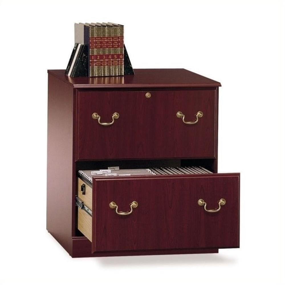 Cherry Wood 2-Drawer Lockable Vertical Filing Cabinet