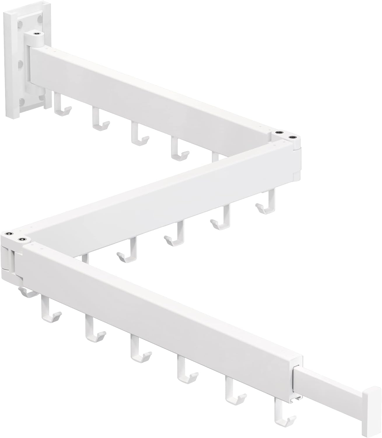 Clothes Drying Rack for Laundry, Retractable Clothes Hanger Rack Wall Mounted Folding Indoor, Drying Rack, Space Saver Clothes Rack,Collapsible (Tri-Fold) with 18 J-Hooks Laundry Rack White