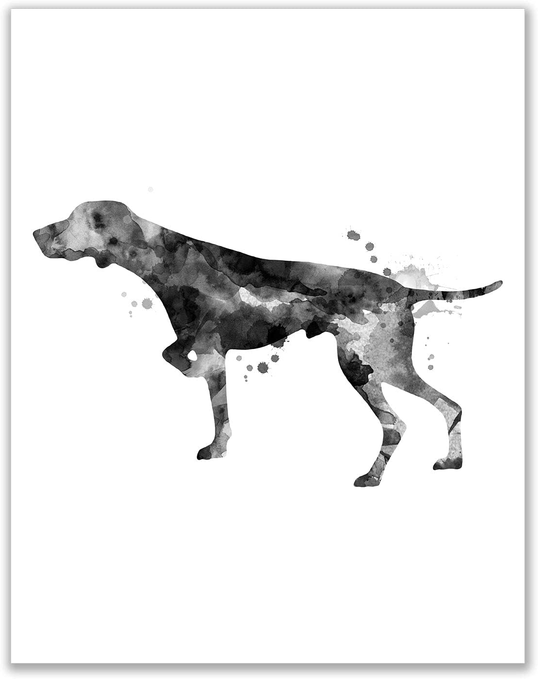 German Shorthaired Pointer Black and White Watercolor Dog Prints Set