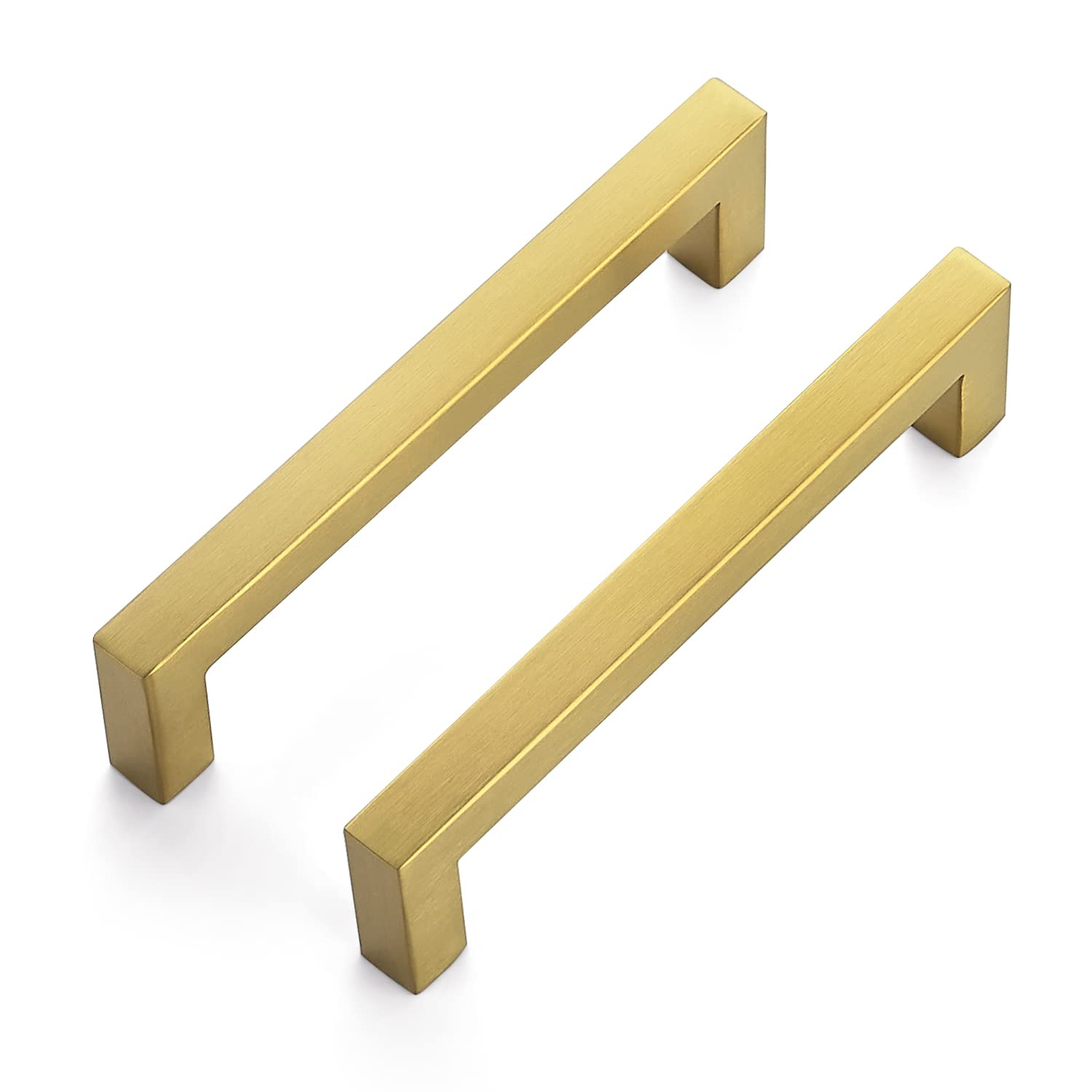 Ravinte 30 Pack 5 Inch Stainless Steel Cabinet Handles Square Cabinet Pulls Brushed Brass Cabinet Hardware Kitchen Cabinet Drawer Pulls Come with Screwdriver