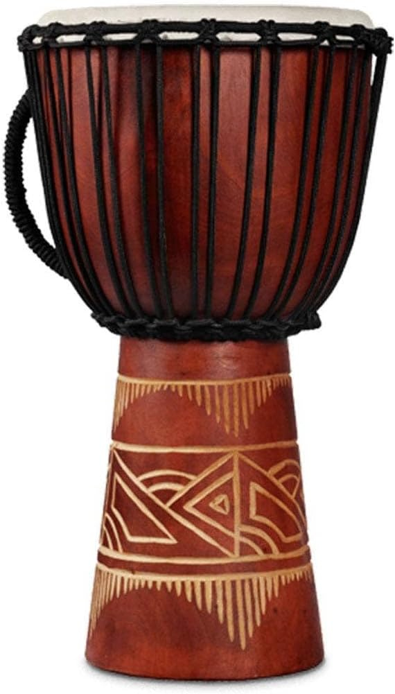 Latin Percussion World Bat Wood Art Medium Djembe Drum, Red