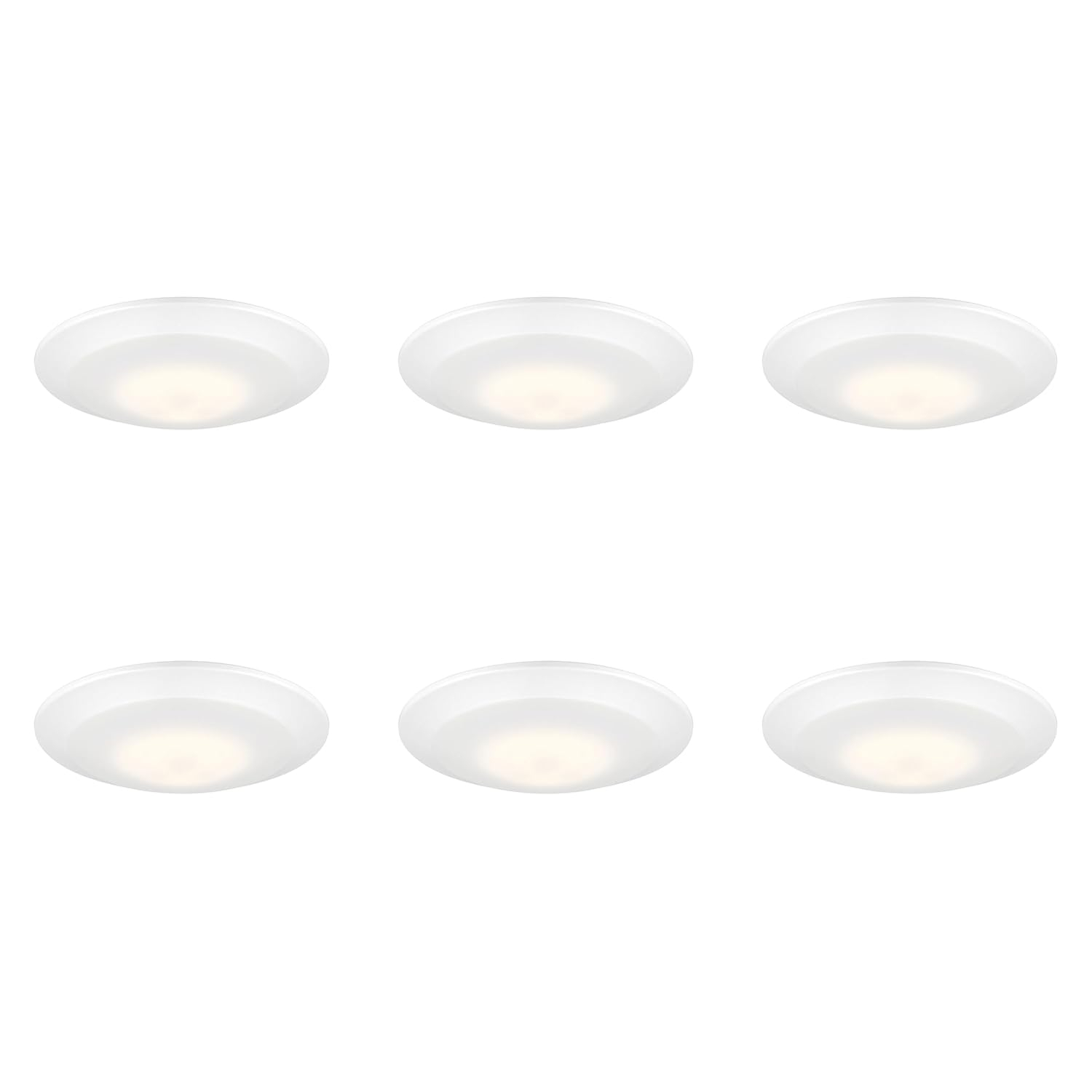 Designers Fountain LED Recessed Ceiling Lights 6 Pack, 7 inch CCT Disk Light Fixtures, Dimmable, 1000 Lumens, 3000K /4000K, White Trim, RC7WHWH8102C-6