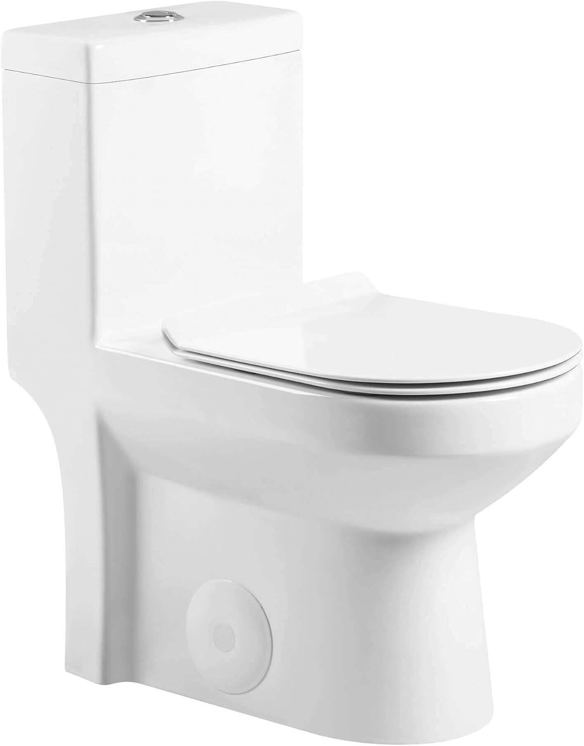 Compact White Ceramic Round One-Piece Dual Flush Toilet