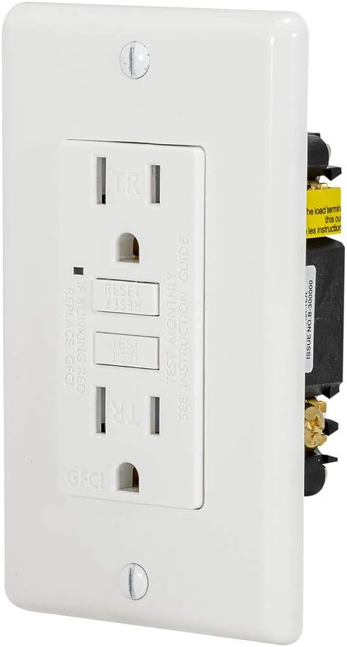 White Tamper Resistant Recessed GFCI Duplex Outlet with Wall Plate