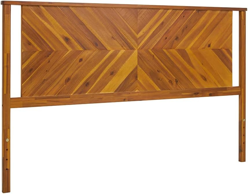 King Rustic Golden Brown Acacia Wood Slat Headboard