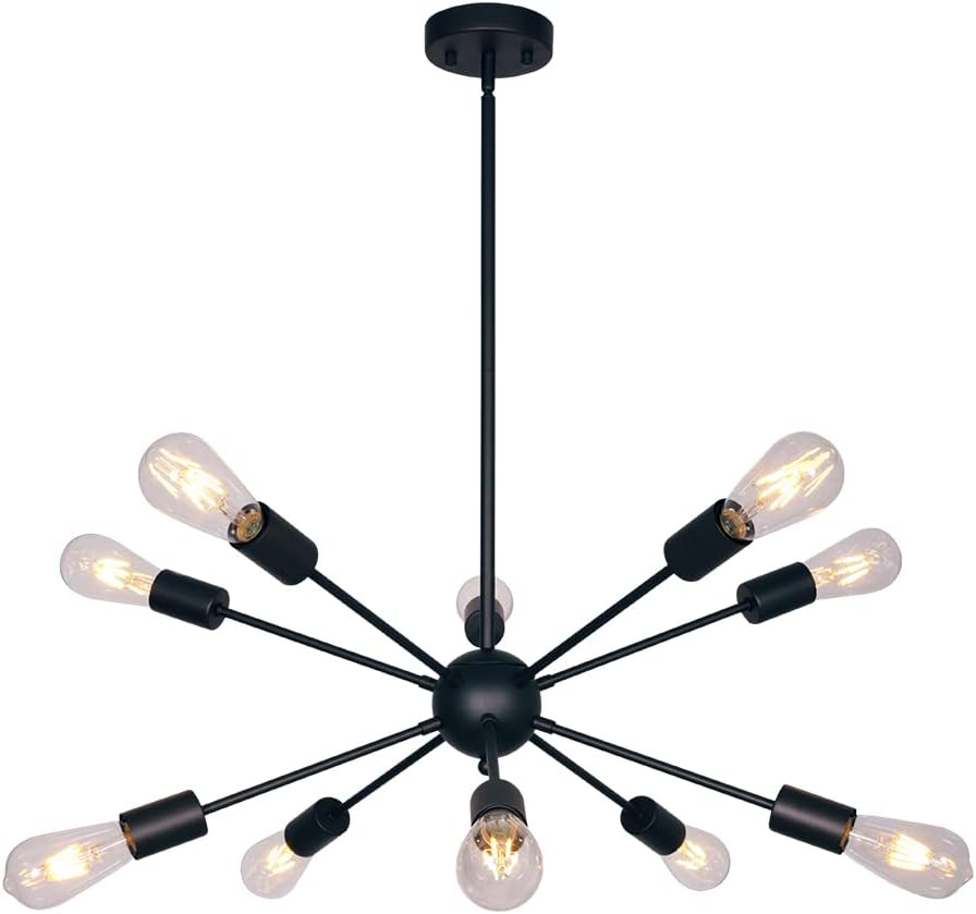 Black Metal 10-Light Sputnik Sphere Chandelier
