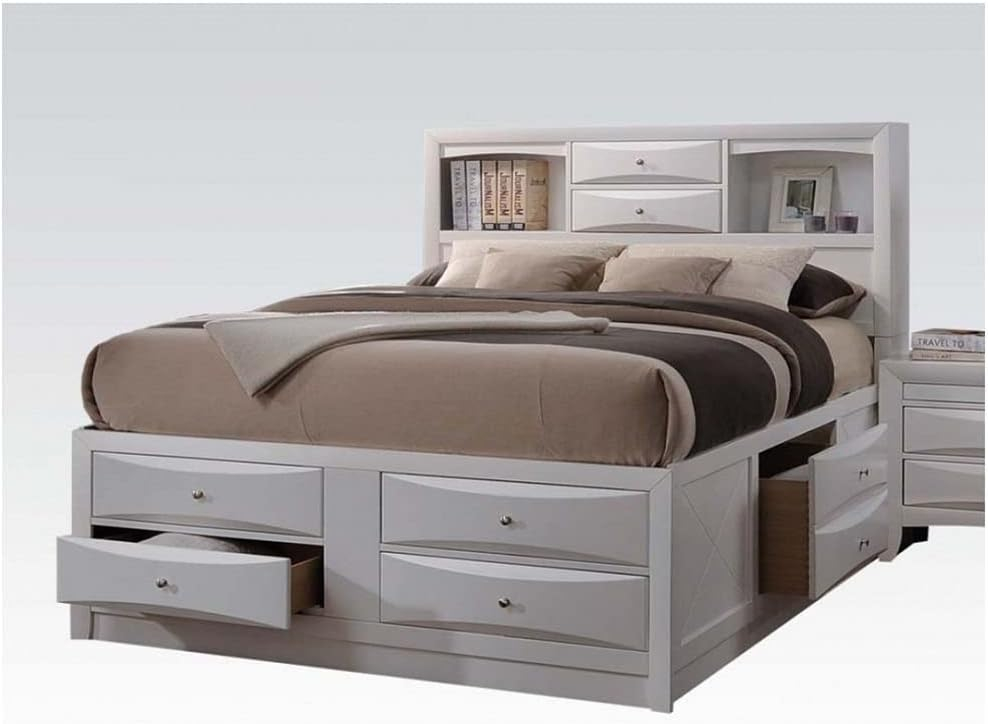 Acme Ireland Full Bed with Storage, White