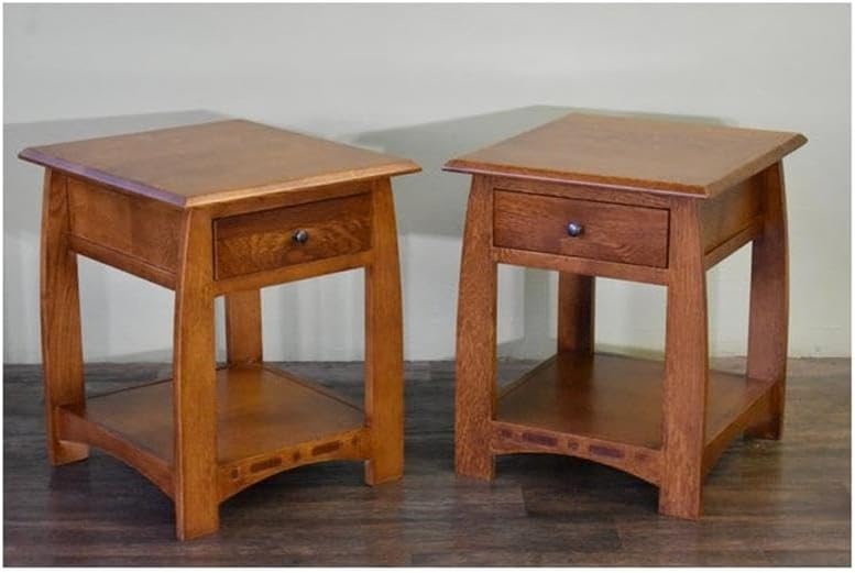 Mission Quarter Sawn White Oak 1 Drawer Inlay End Table