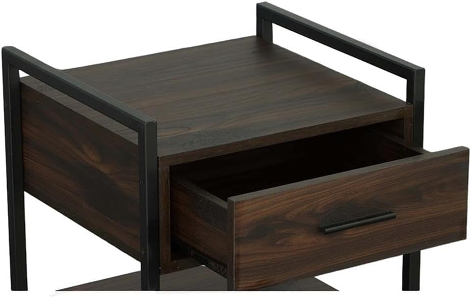 Progressive Furniture Leo Accent Nightstand in Sable Brown/Metal