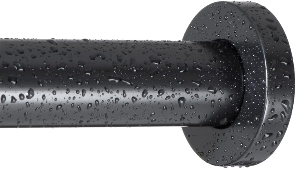 Black Adjustable Steel Tension Curtain Rod, 36-54 Inch