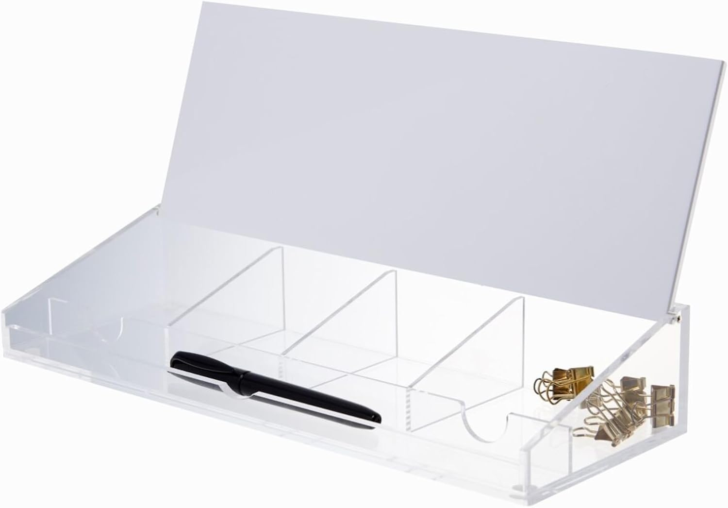 russell+hazel Acrylic Dry Erase Desktop Organizer, 14" x 5" x 2.5"