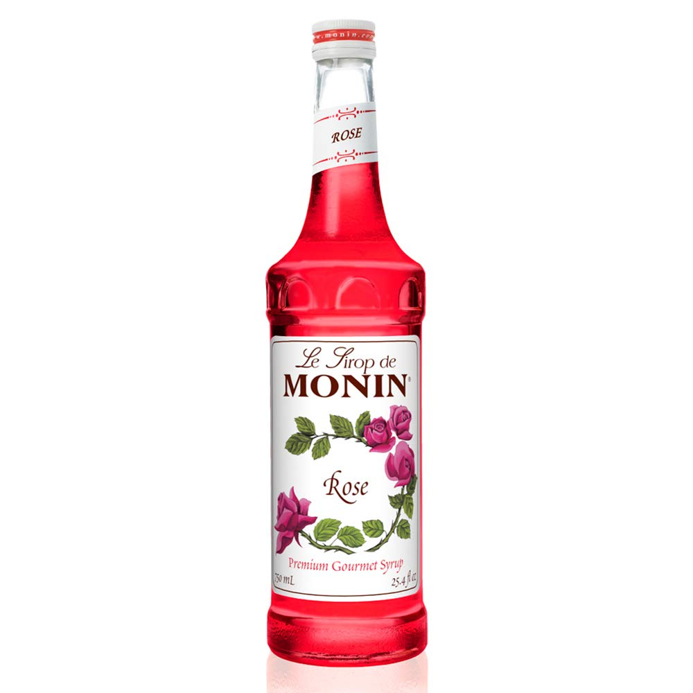 Monin Rose Syrup Elegant and Subtle Great for Cocktails Mocktails and Soda Gluten Free Non GMO 750 ml
