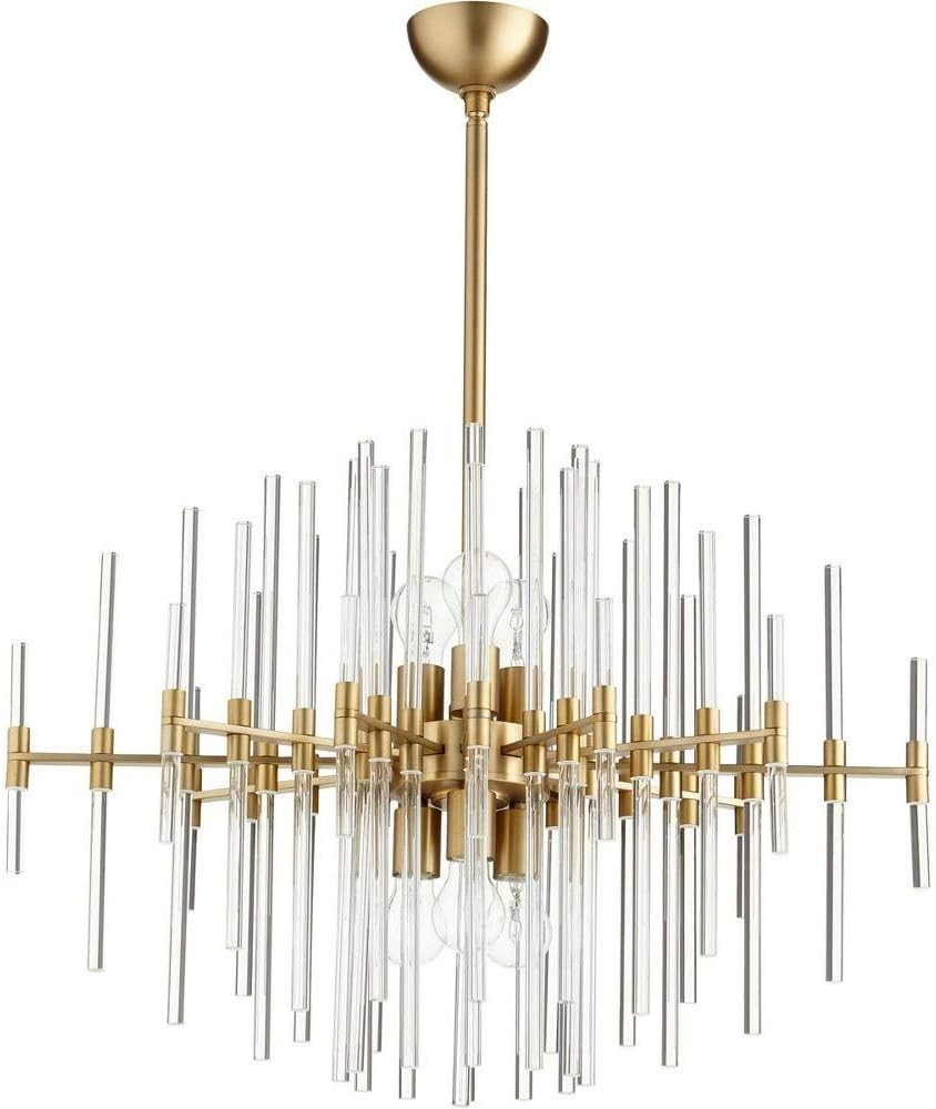 Aged Brass and Glass Contemporary Pendant Light