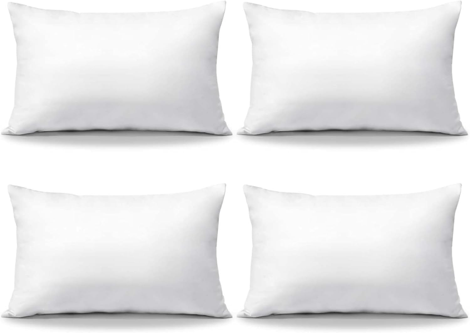 Acanva Throw Pillow Stuffer Inserts Decorative Rectangle Premium Sham Forms Cushion for Sofa Couch Chair, 12x20 Inch (Pack of 4), White 4 Count