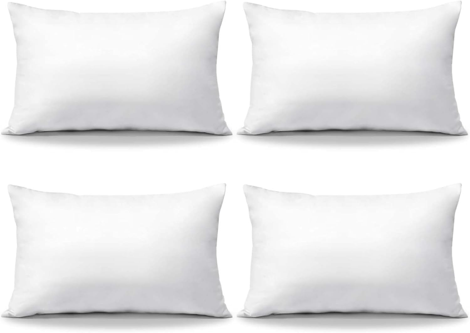 Acanva Throw Pillow Stuffer Inserts Decorative Rectangle Premium Sham Forms Cushion for Sofa Couch Chair, 12x20 Inch (Pack of 4), White 4 Count