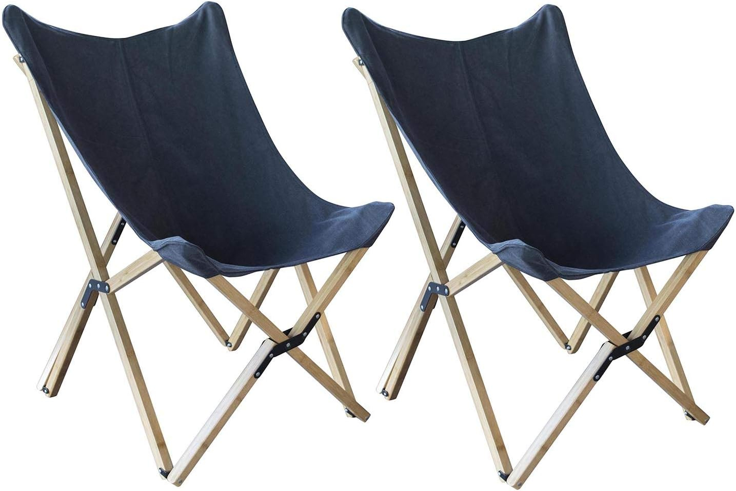 AmeriHome Canvas and Bamboo Butterfly Chair for Adults- Black