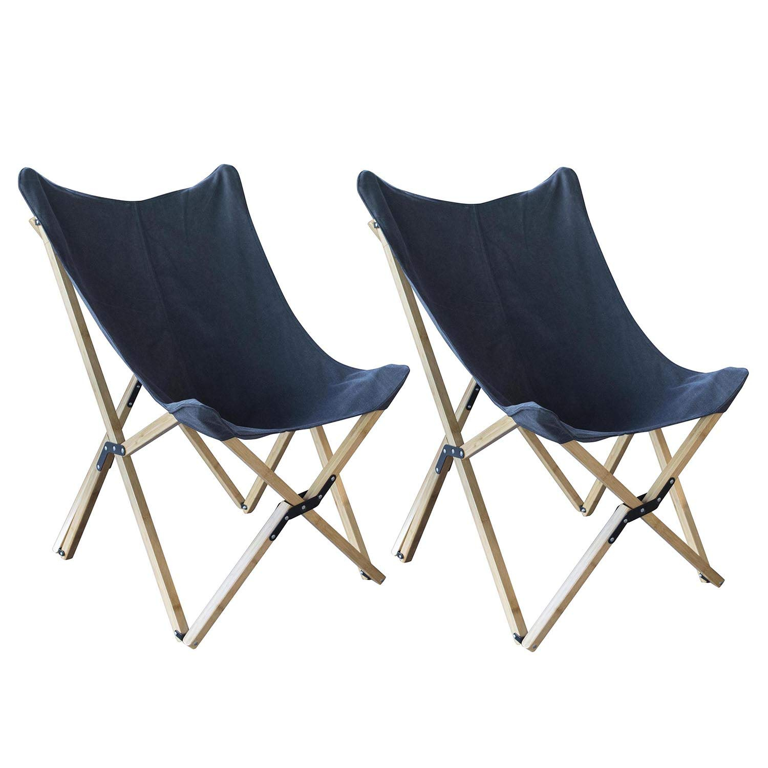 AmeriHome Canvas and Bamboo Butterfly Chair for Adults- Black