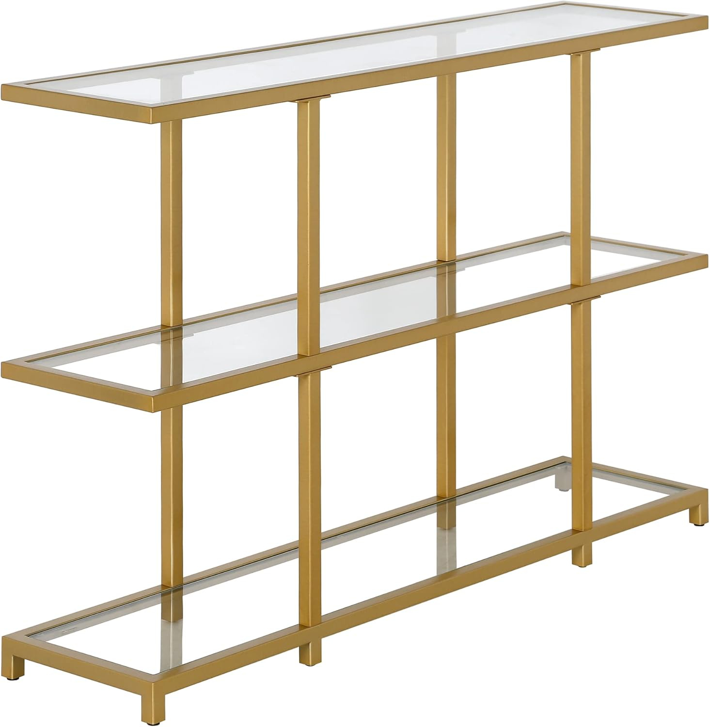 Evelyn&Zoe Greenwich 42" Wide Rectangular Console Table, Brass