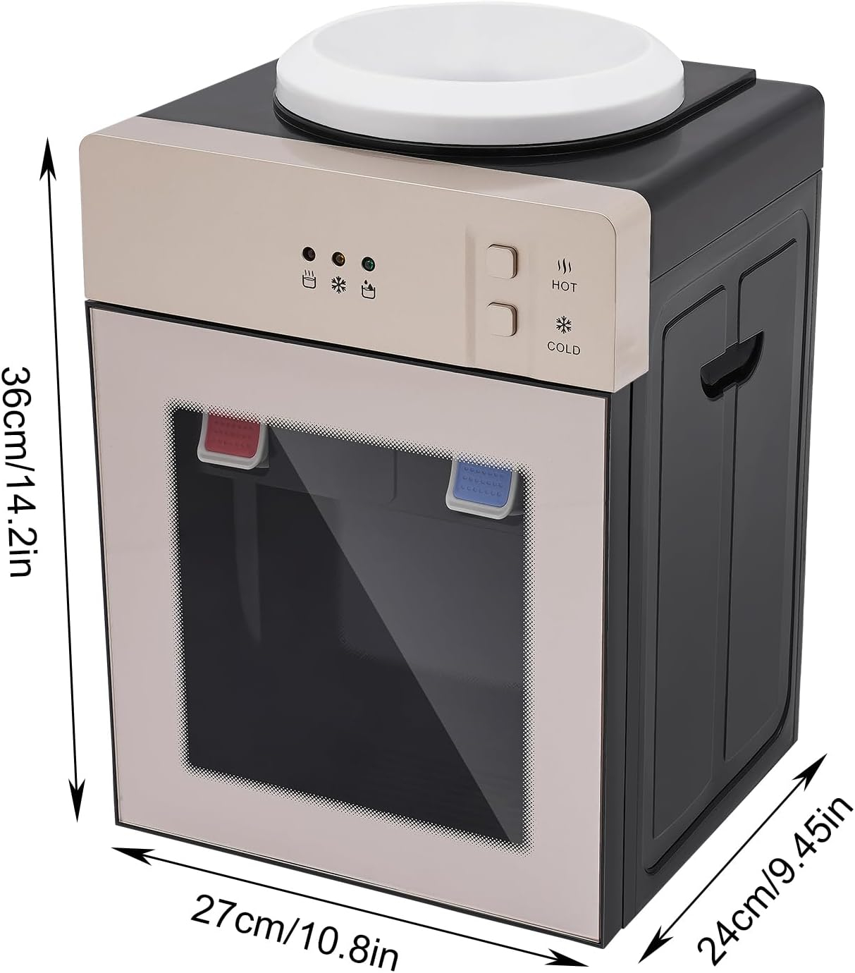 Water Dispenser, 5 Gal Electric Top Loading Countertop Water Cooler Mini Hot & Cold Water Cooler Dispenser for Bedroom, Studio, Office